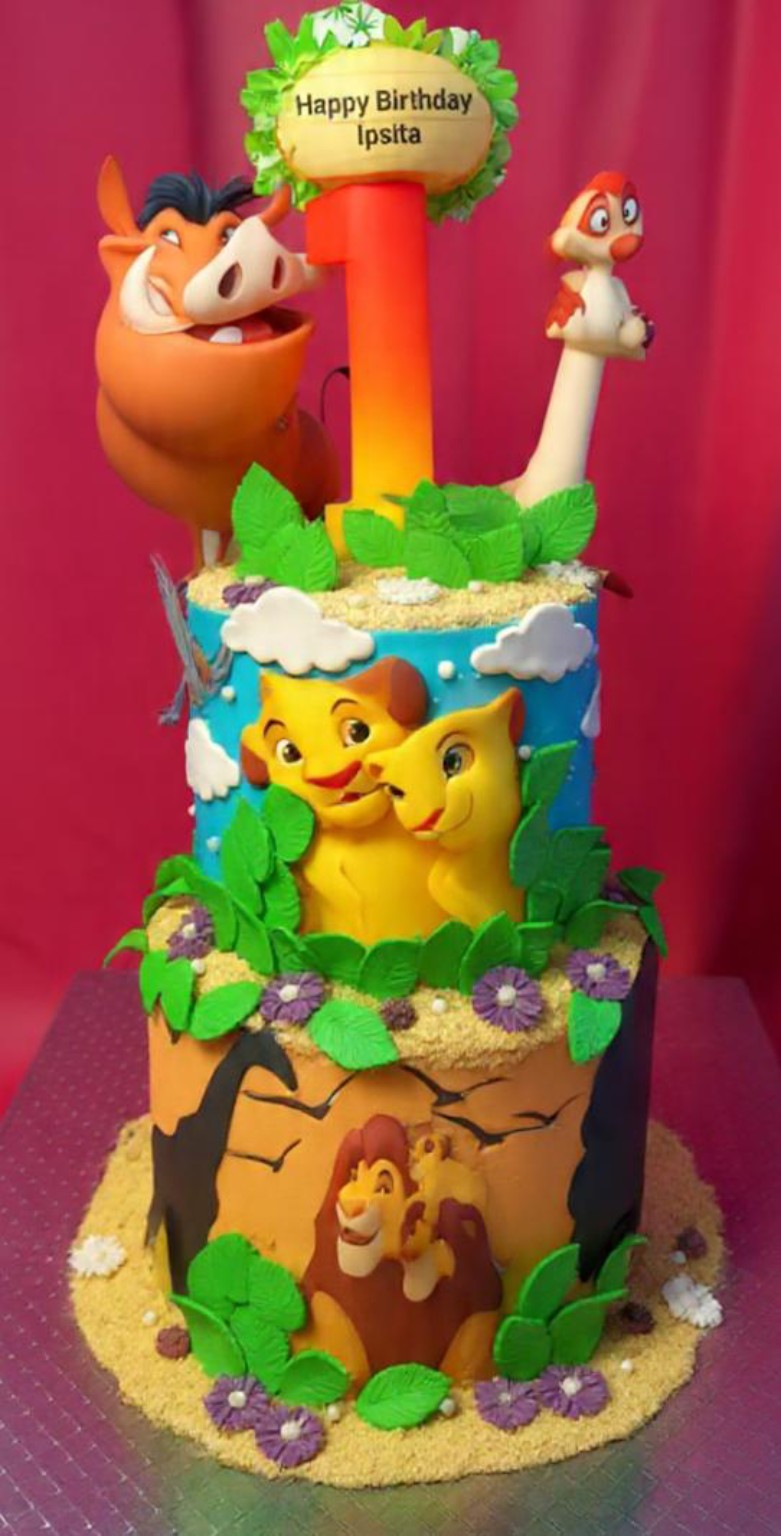 Jungle character themed celebration cake