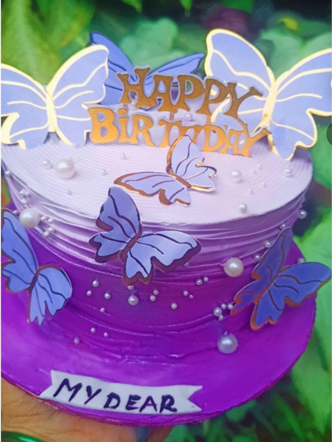 Purple butterfly birthday cake